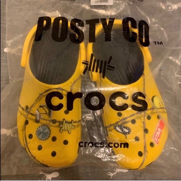 yellow post malone crocs